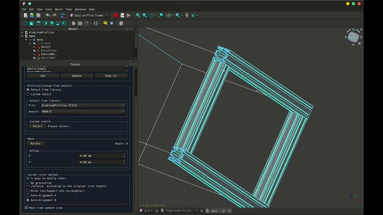 FreeCAD EasyProfileFrame workbench showcase