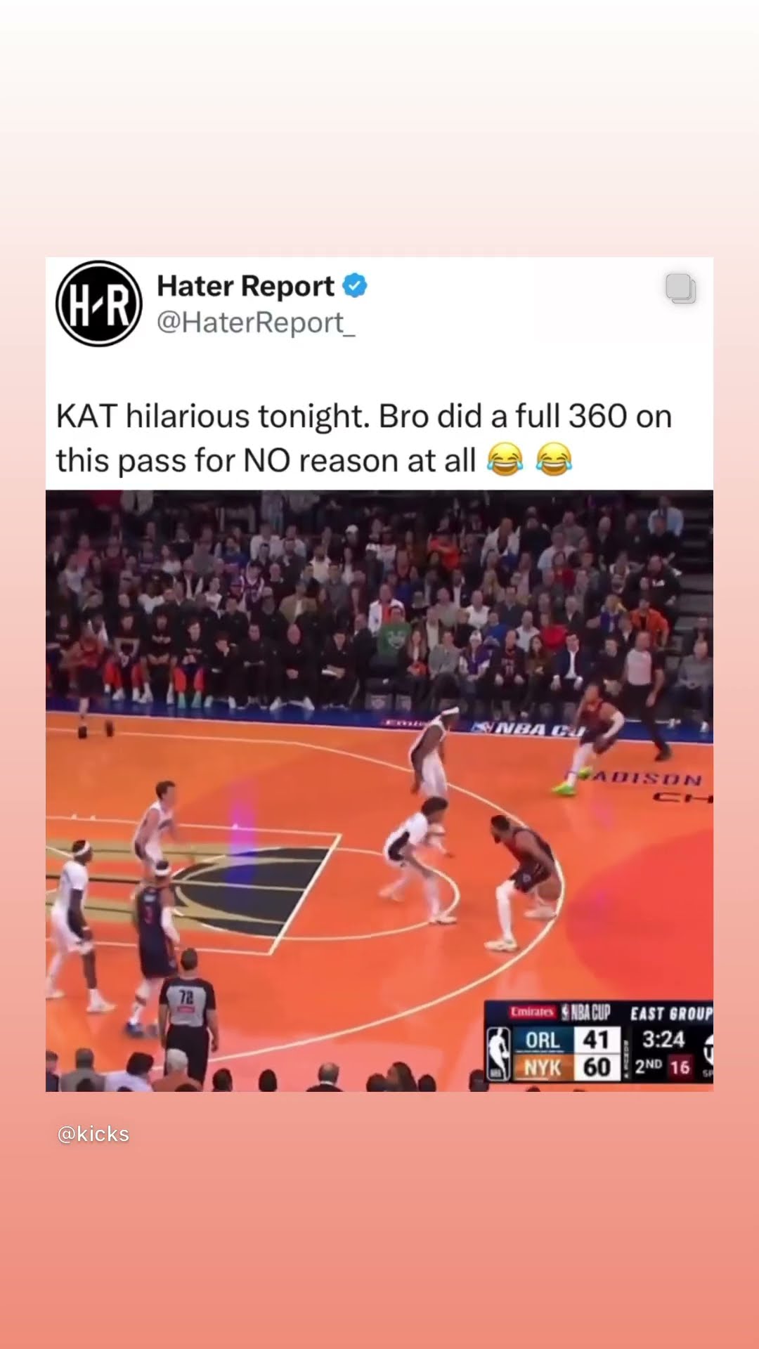 Bro did a full 360 #hoodnews #karlanthonytowns #knicks #newyorkknicks