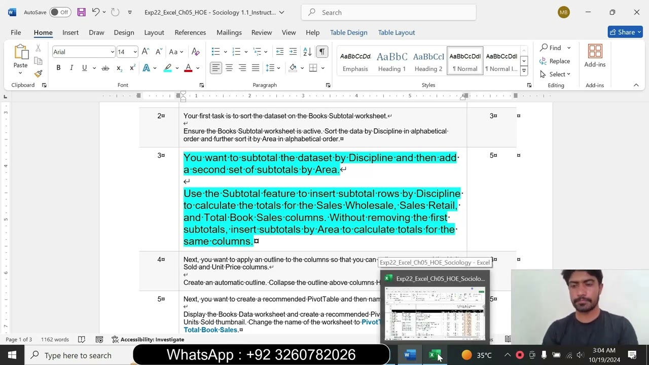 Exp22_Excel_Ch05_HOE - Sociology 1.1 | excel Chapter 5 Hands-On Exercise  Sociology | excel Ch05 HOE