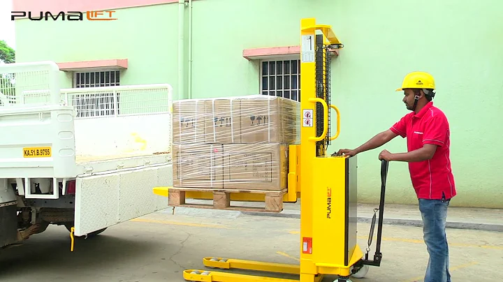 Semi Electric Strackers  HS - 5E / 8E / 10E / 12E / 14E | Pumalift Trucks Pvt. Ltd