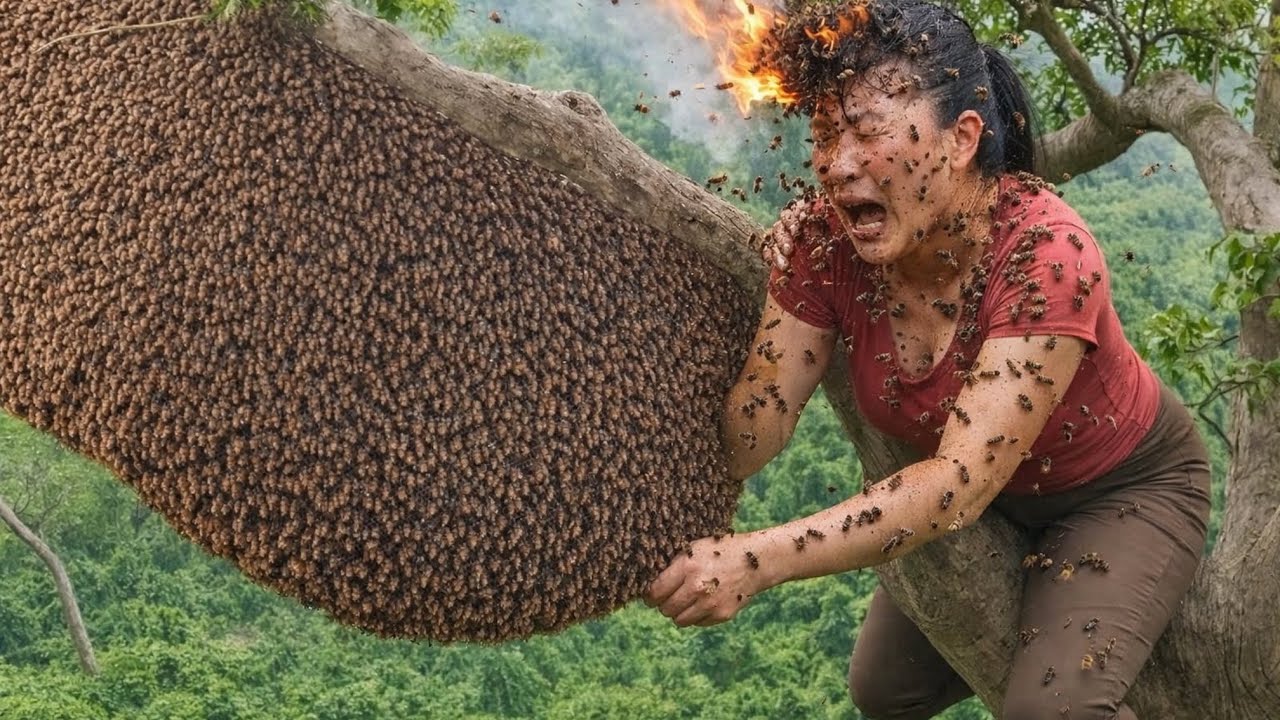 One Wrong Step and It’s Over | Heart-Pounding Wild Honey Hunt High Above the Ground