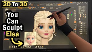 Elsa Frozen Sculpting Tutorial In Zbrush - You Can Sculpt Elsa | 2D To 3D Timelapse