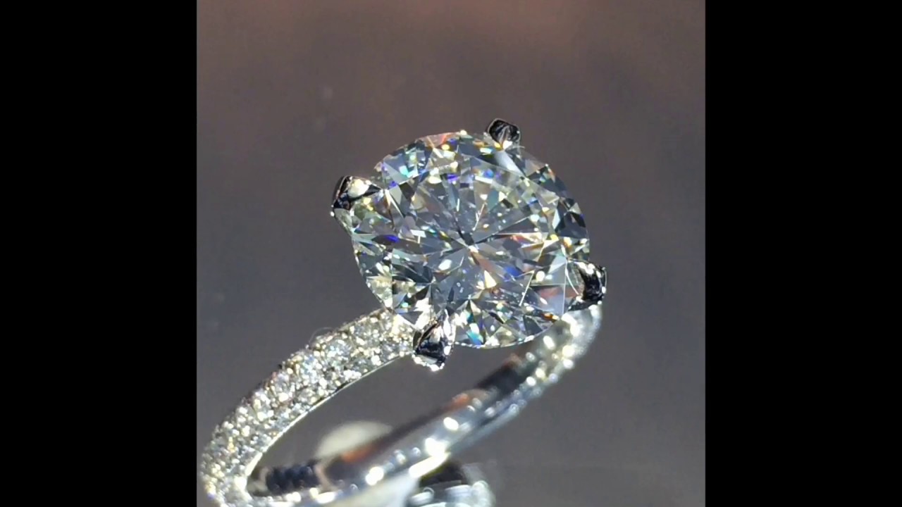 4 Carat Round Diamond 3Row Engagement Ring YouTube