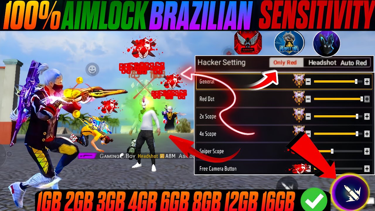 100% AIMLOCK BRAZILIAN HEADSHOT ⚙️💥 SENSITIVITY SETTING AND FIRE BUTTON ...