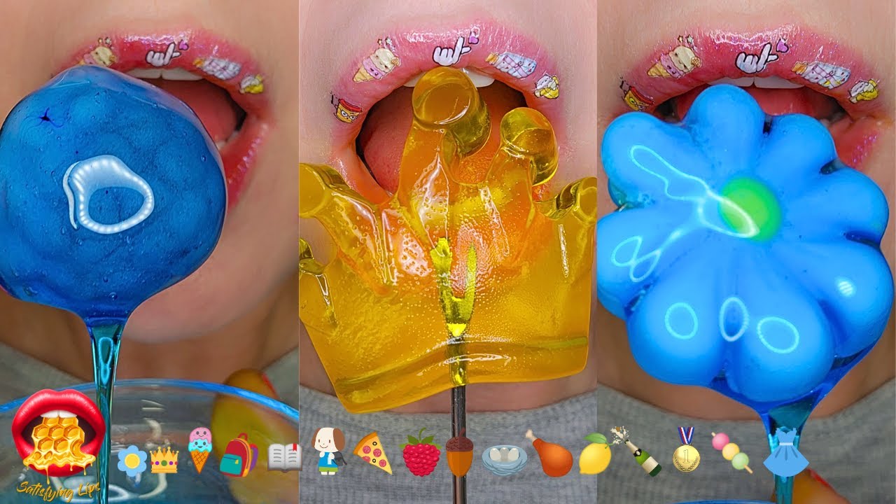 EATING EMOJI FOOD CHALLENGE SATISFYING ASMR 먹방