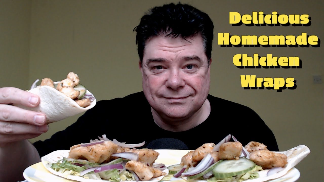 ASMR Eating Homemade Chicken Wraps For Lunch YouTube