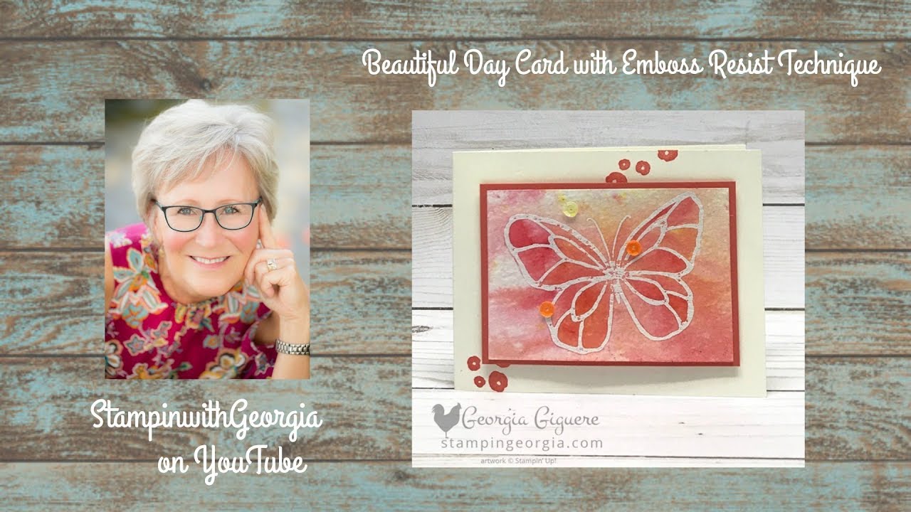 Beautiful Day Card with Brusho Emboss Resist Technique - YouTube