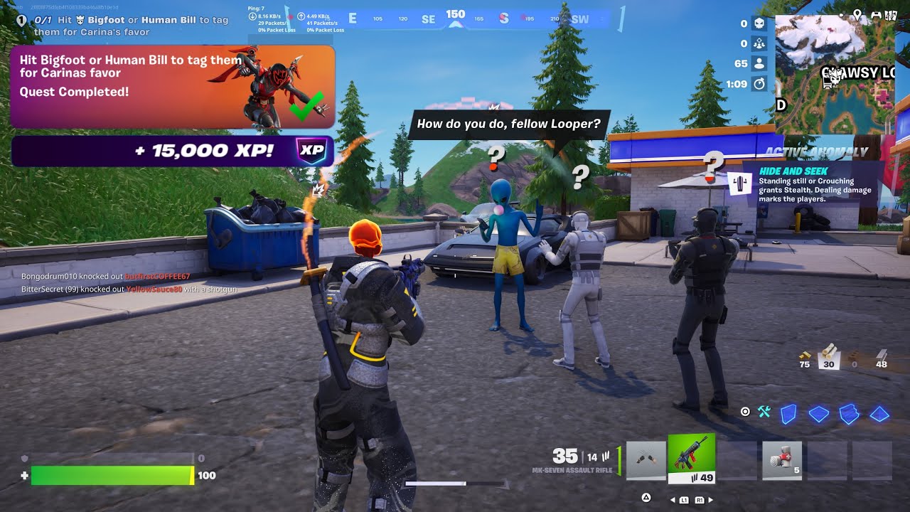 Fortnite - Hit Big Foot Or Human Bill To Tag Them For Carinas Favor (Story Quests)