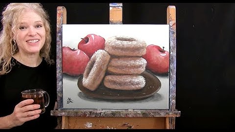 Learn How to Draw and Paint "APPLE CIDER DONUTS" - Paint and Sip at Home - Acrylic Painting Tutorial