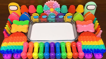 RAINBOW AMONG US!! Mixing Random Things into GLOSSY SLIME!!! Satisfying RAINBOW Video #31