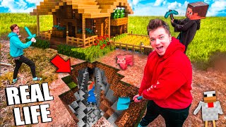 REAL LIFE MINECRAFT BOX FORT! We Built A Billionaire Mansion ⛏📦