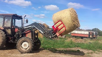 Straw bale loading and unloading from the field