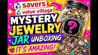 SAVERS/VALUE VILLAGE MYSTERY JEWELRY JAR UNBOXING 😍😱🤯 WOW WHAT A GREAT JAR + JEWELRY SALE VD89