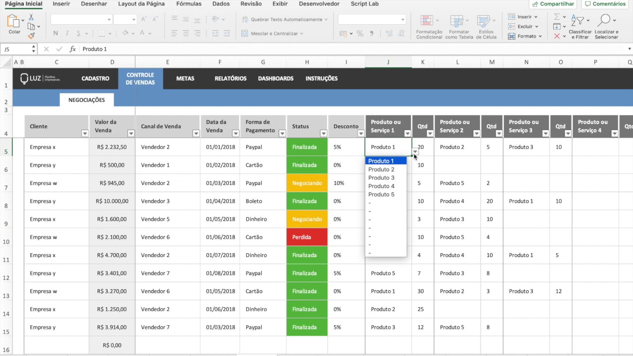 Planilha de Controle de Vendas 4 0 - YouTube
