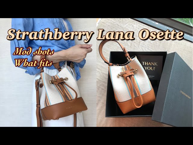 Strathberry - Lana Osette - Leather Mini Bucket Bag - Grey / Navy