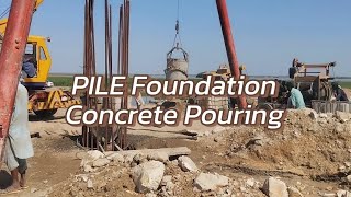 Pile Foundation Concrete Pouring By Winch Machine Mobile Crane Indus River Sukkur
