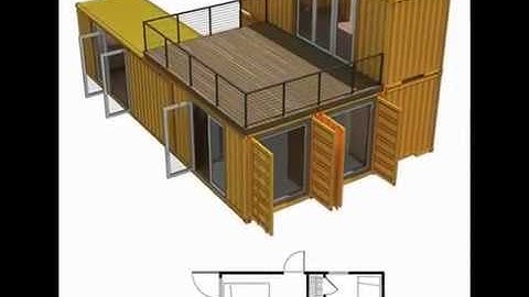 shipping container home layout plans - shipping container home floor plans render / animation