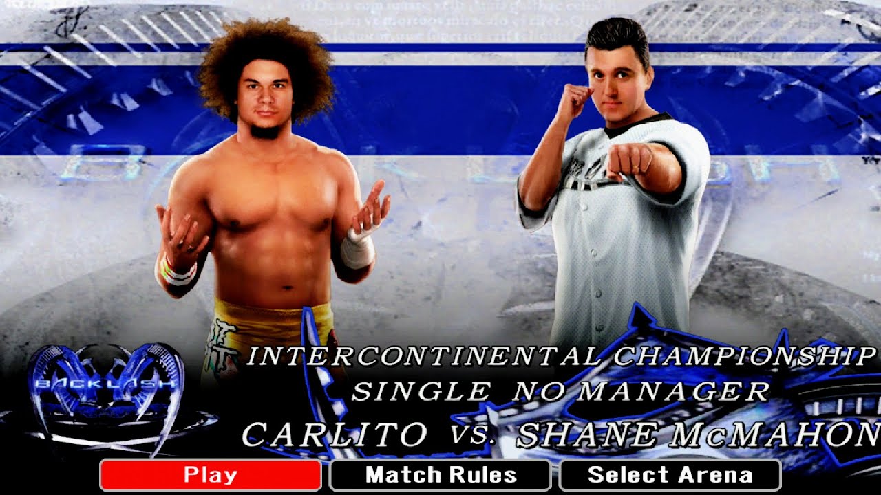WWE Smackdown vs Raw 2008 - Carlito vs Shane McMahon - Backlash | Intercontinental Title Match