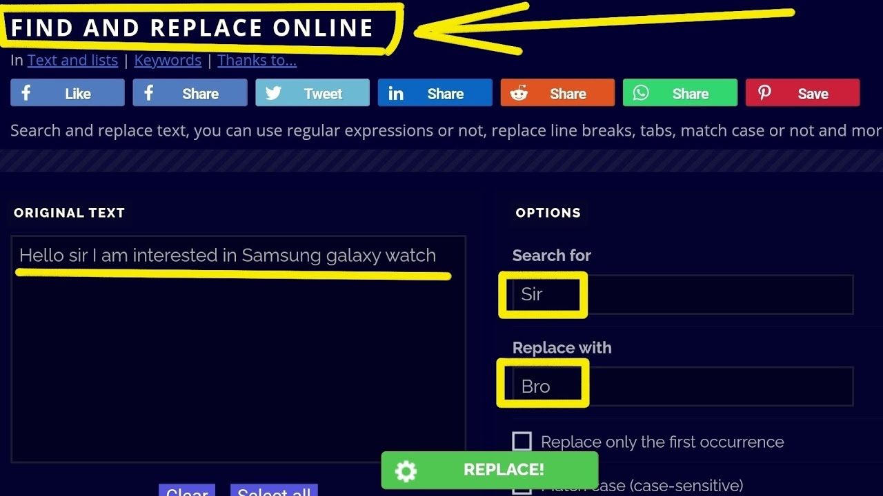 "Find and Replace Text Online – Fast & Easy Tool" - YouTube