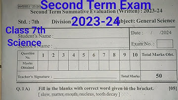 Second Term Exam Class 7th Science 2023-24 question paper