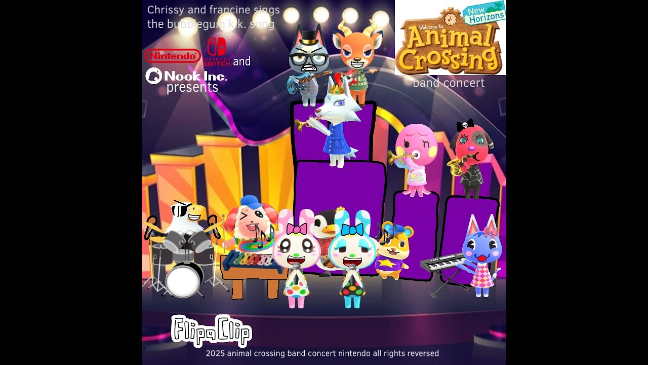 Chrissy and Francine sings bubblegum k.k. music video from animal crossing band concert