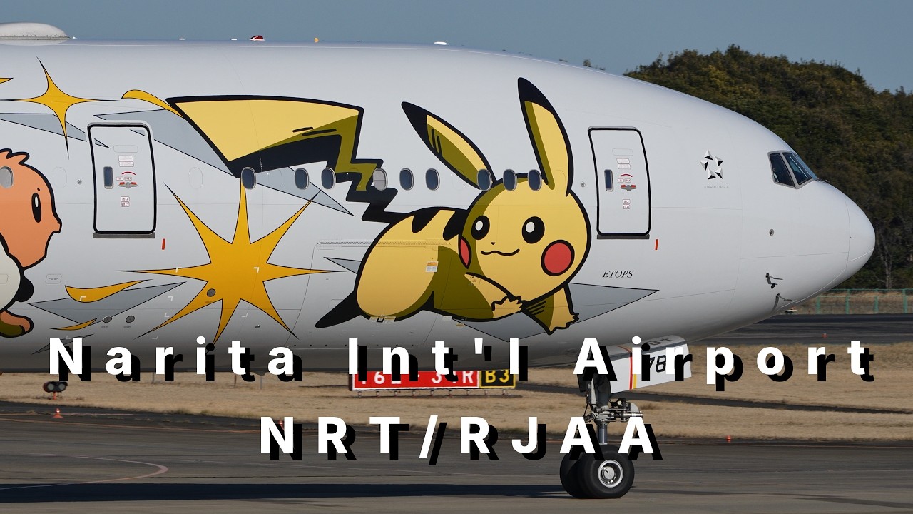114 Aircraft Landing at Narita Int'l Airport | Close-up Plane