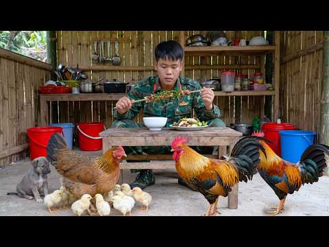 Surviving in the Wilderness: Building Bamboo Dam & Smoking Fish Harvest for Rainy Days