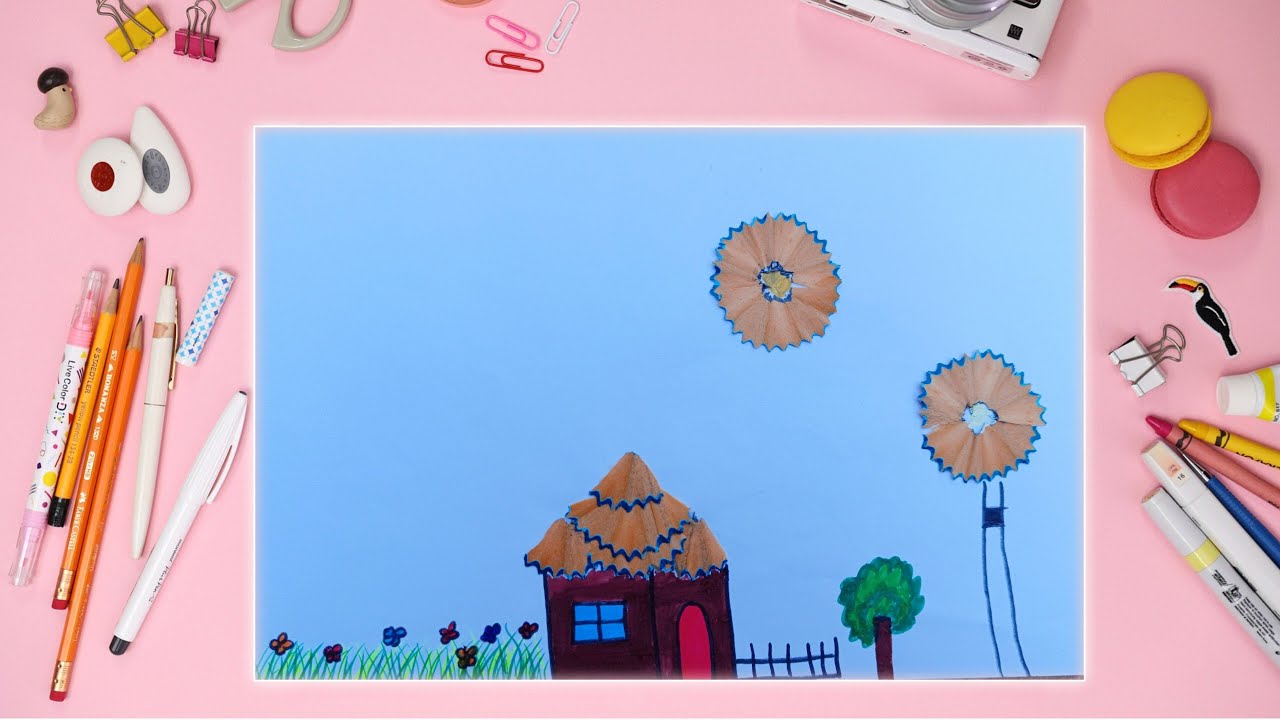 Best use of pencil shaving Pencil shaving house making idea Pencil