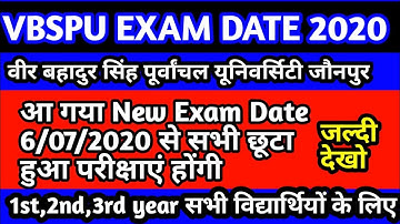 6 अगस्त से होगा परीक्षा | Vbspu Ba, Bsc,Ma.Msc, Exam date 2020 | vbspu semester exam date 2020 |