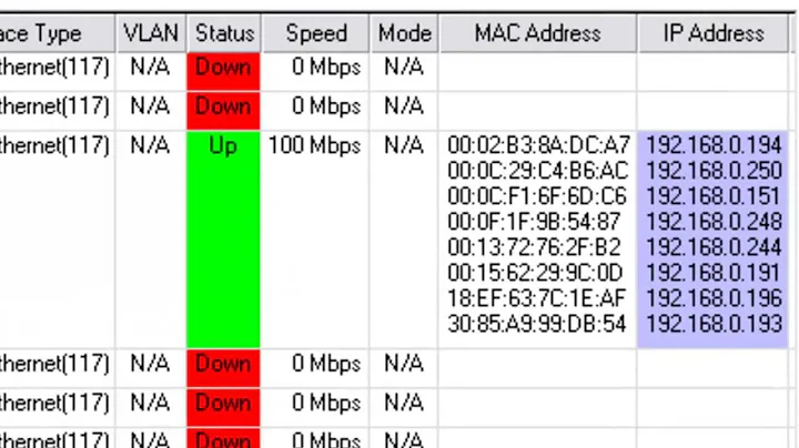 Obtaining IP Addresses of attached devices using the Managed Switch Port Mapping Tool