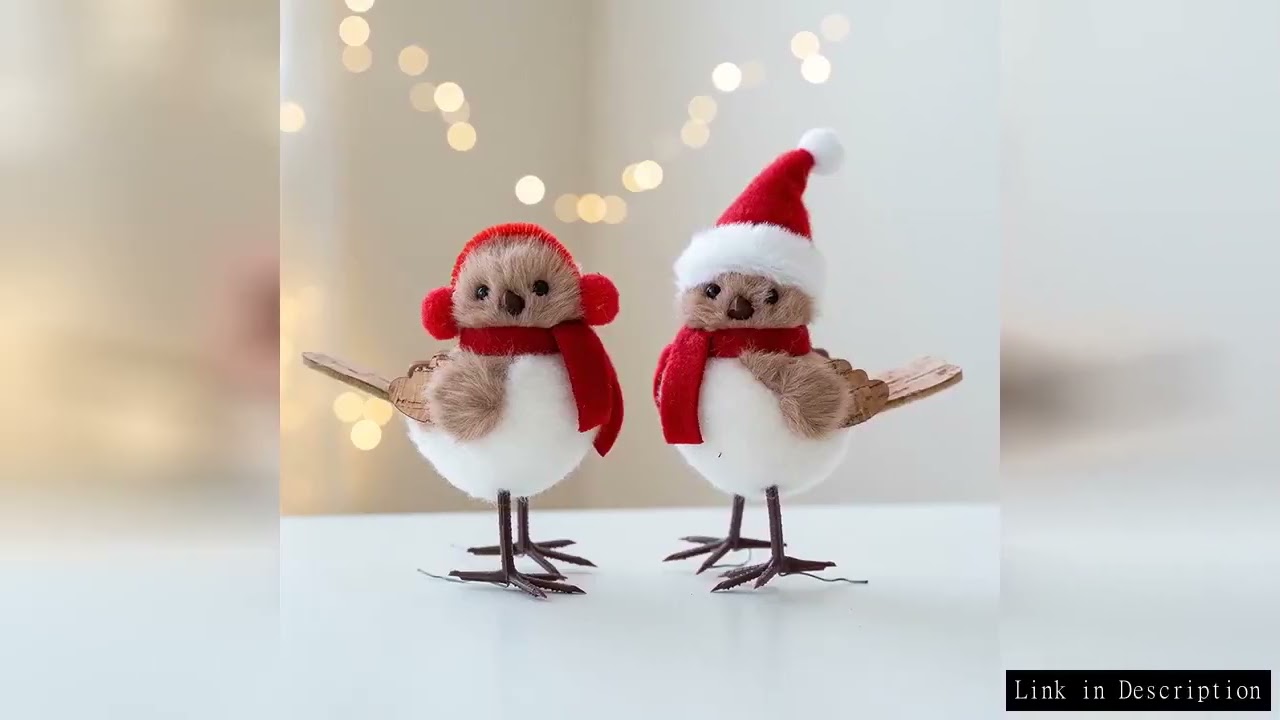 Winter Bird Figurines Decor Realistic Fake Birds With Hats For Christmas Tree Table Home Effortless