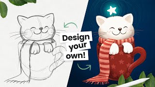Cara Menggambar Hewan Lucu di Dalam Cangkir (Kucing, Anjing, Kelinci & lainnya) • Tutorial langka... screenshot 4