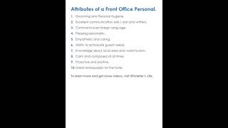 Attributes of a Front Office Personal#hotelierlife #bsc #hospitality #studies #hotelmanagment#shorts