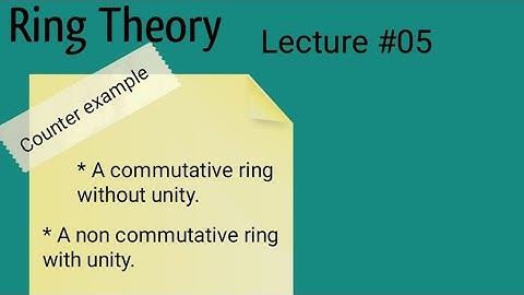 Lecture #5 Ring with unity Counter examples.