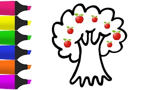 The Apple tree, Drawing, Painting and Coloring For Toddlers, eps 23