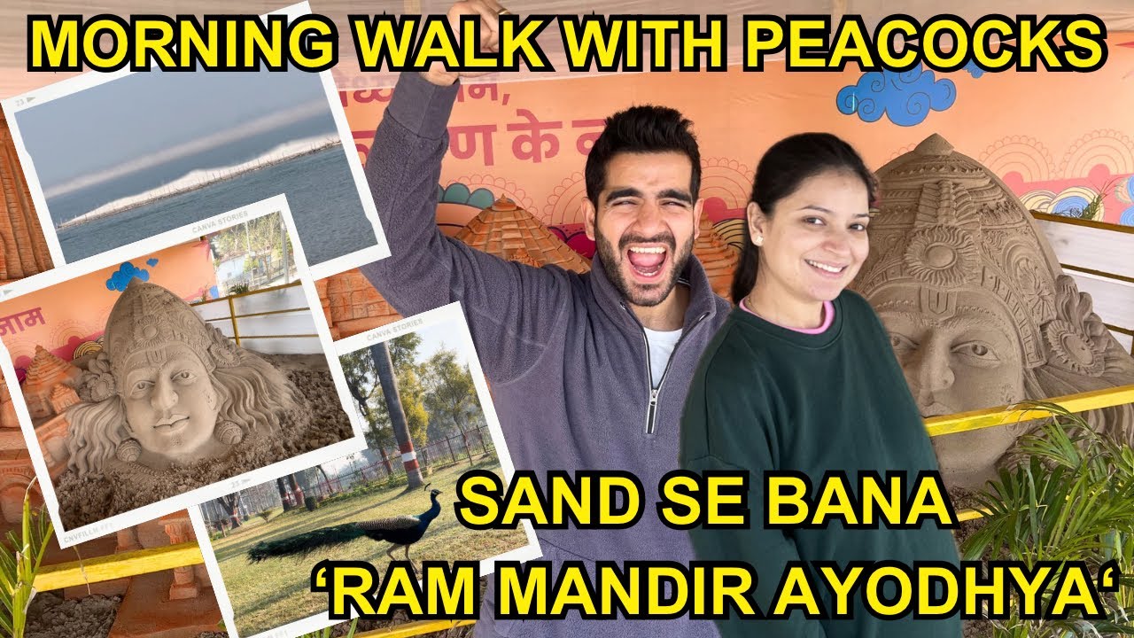 Beautiful Ram Mandir - Made from sand | Morning walk with peacocks 🦚| Aman and Iti vlogs  ￼