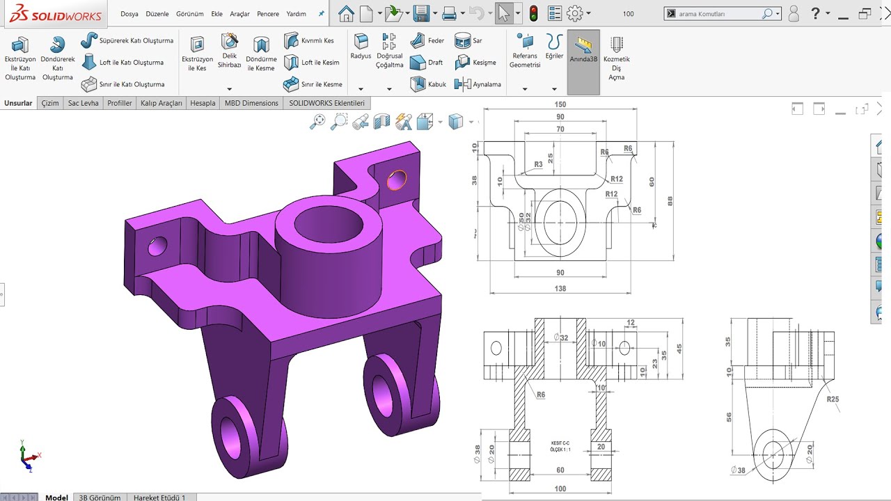 SOLİDWORKS UYGULAMA - 14 - YouTube