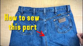 Long-awaited & DETAILLED: Jeans Waist Take-in Sewing the Flatfell Seam in Center Back