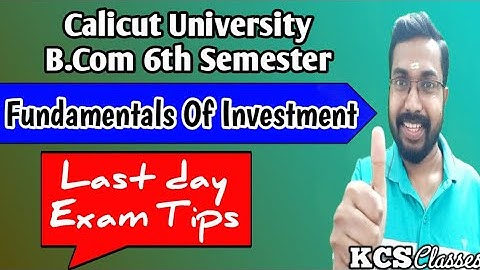 Fundamentals Of Investment|Last day Exam Tips