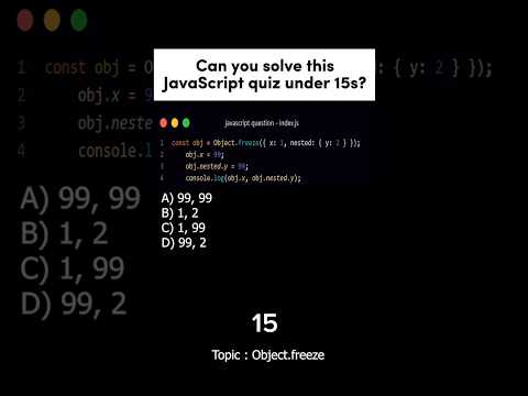 Object.freeze() asked Interview questions❓#ytshorts #shorts #javascript #javascriptinterview #viral