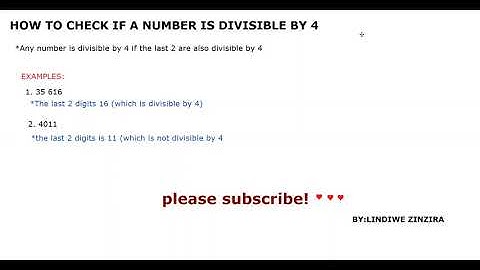 HOW TO CHECK IF A NUMBER IS DIVISIBLE BY 4