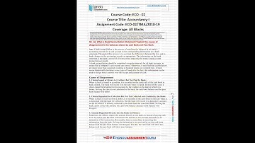 ECO-02 Solved Assignment 2018-2019 (Accountancy-1) Download in PDF