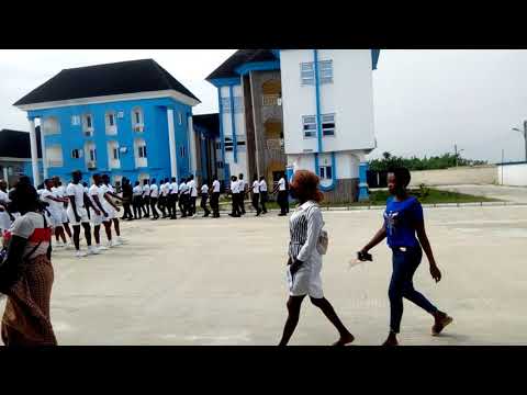 Students of Nigeria maritime university okerenkoko warri,  delta state Nigeria at a parade