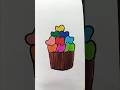 Cupcake 🧁 Colour Drawing #setisfaying #trendingshorts #viralshort