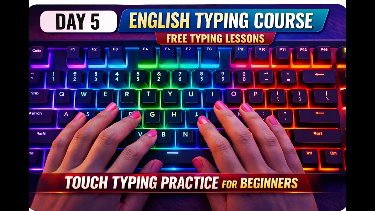 English Typing Course- DAY 5 | Free Typing Lessons | Touch Typing ...