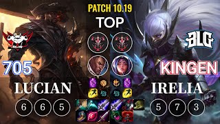 JDG 705 Lucian vs BLG Kingen Irelia Top - KR Patch 10.19