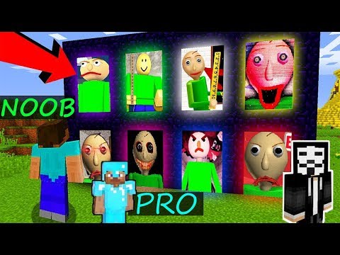 Minecraft - NOOB vs PRO vs HACKER : BALDI PORTALS BATTLE CRAFTING CHALLENGE in Minecraft Animation