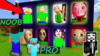 Minecraft - NOOB vs PRO vs HACKER : BALDI PORTALS BATTLE CRAFTING CHALLENGE in Minecraft Animation