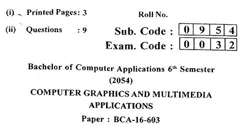 Gndu BCA 6th Semester Computer Graphics and Multimedia Applications Question Paper