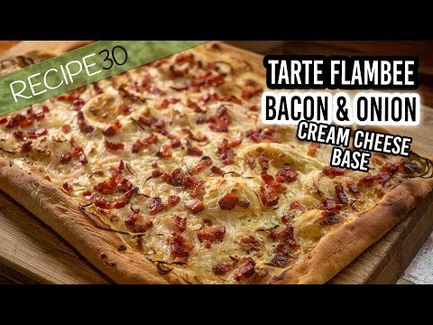 Tarte flambee a cheese and bacon pizza from Alsace